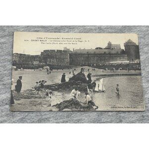 France Saint Malo The Castle and the Beach Emerald Coast Postcard